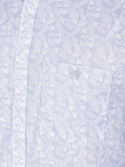 Blue Floral Print 100% Cotton Shirt-Men Shirts-Crimsoune Club