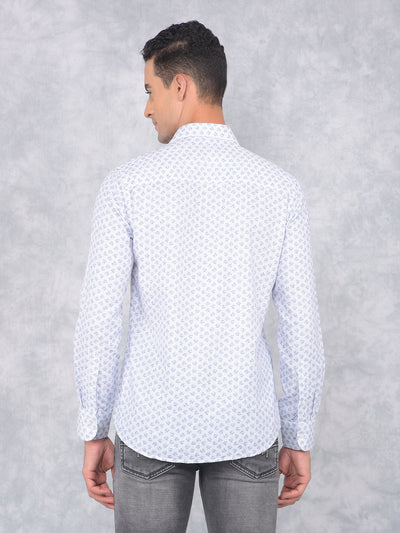 White Floral Print Shirt-Men Shirts-Crimsoune Club