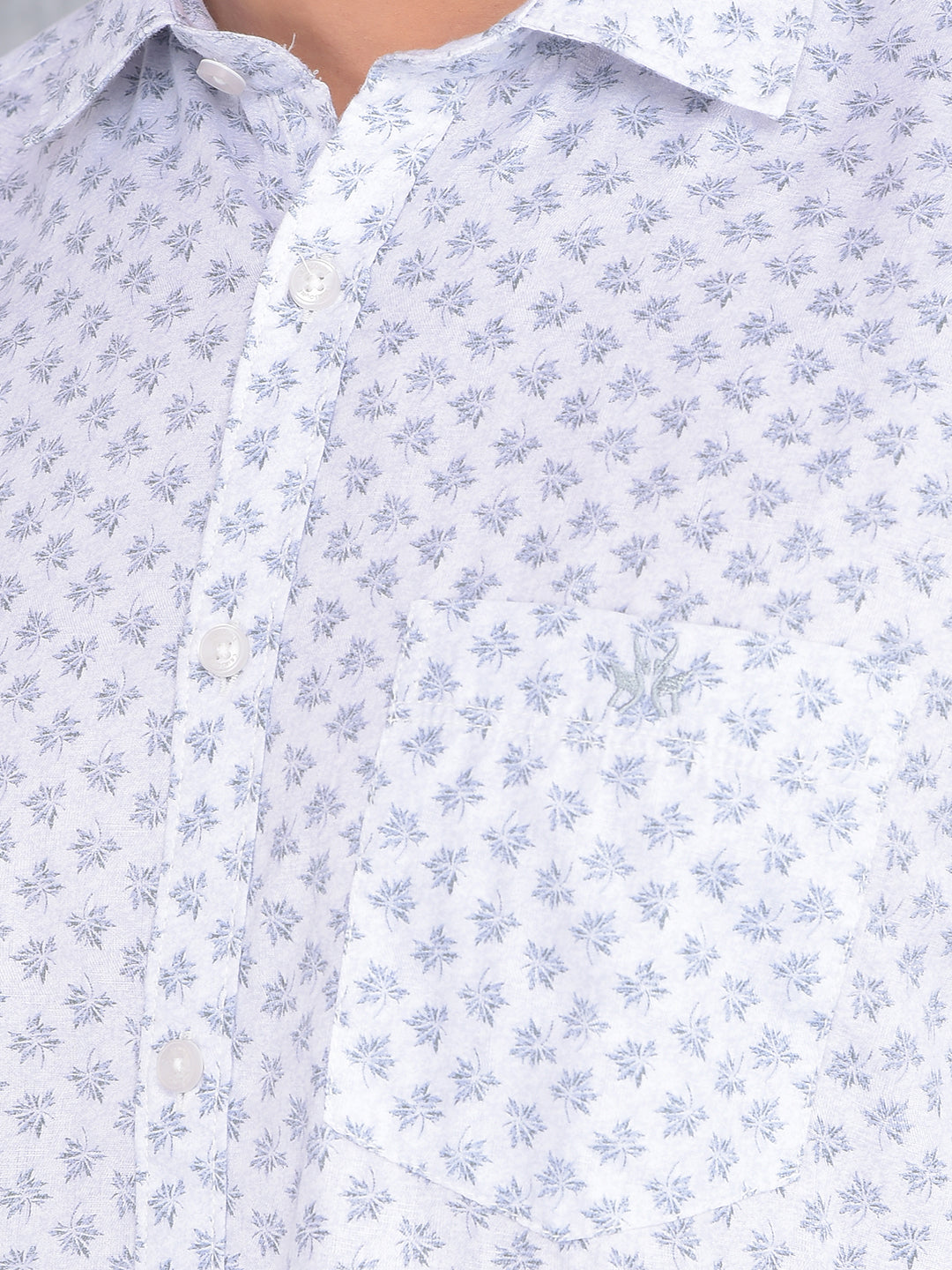 White Floral Print Shirt-Men Shirts-Crimsoune Club