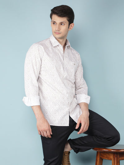 Olive Printed 100% Cotton Shirt-Men Shirts-Crimsoune Club