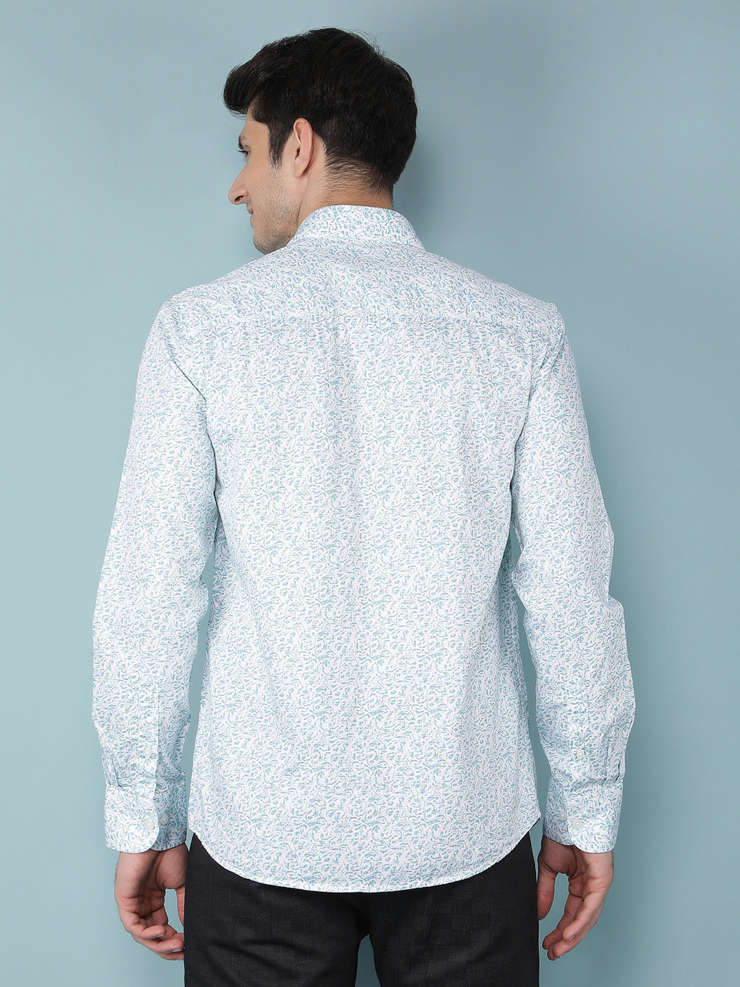 Blue Printed 100% Cotton Shirt-Men Shirts-Crimsoune Club