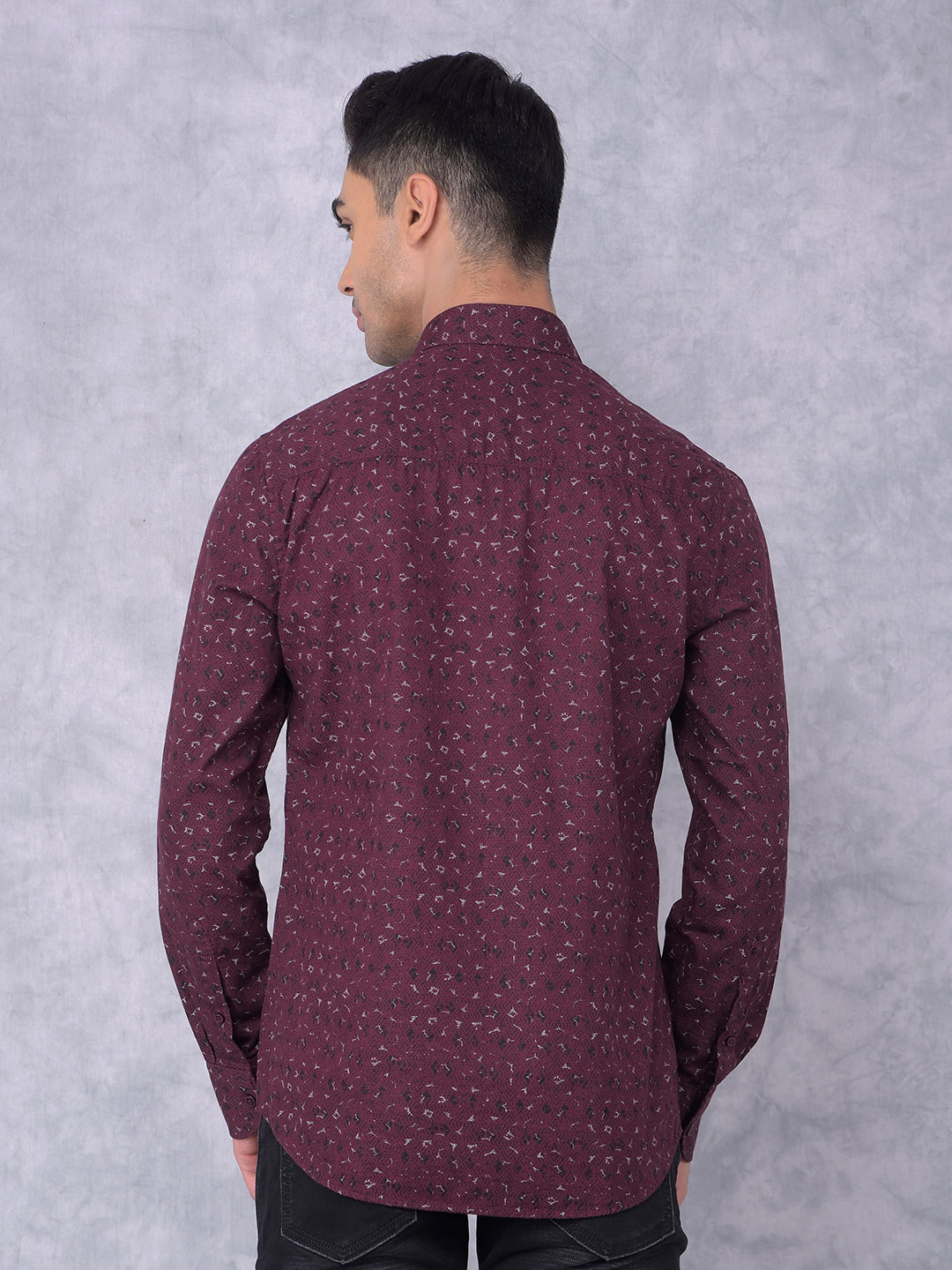 Wine Printed 100% Cotton Shirt-Men Shirts-Crimsoune Club