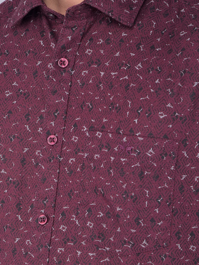 Wine Printed 100% Cotton Shirt-Men Shirts-Crimsoune Club