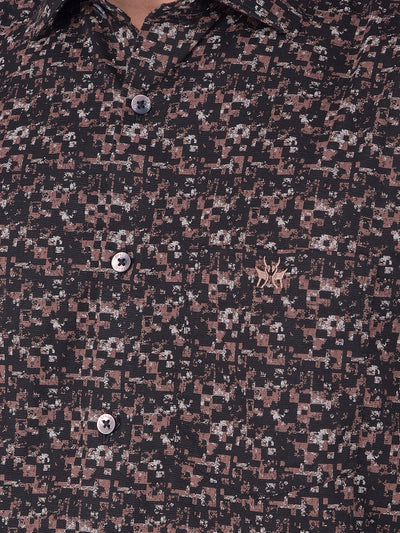 Brown Printed 100% Cotton Shirt-Men Shirts-Crimsoune Club