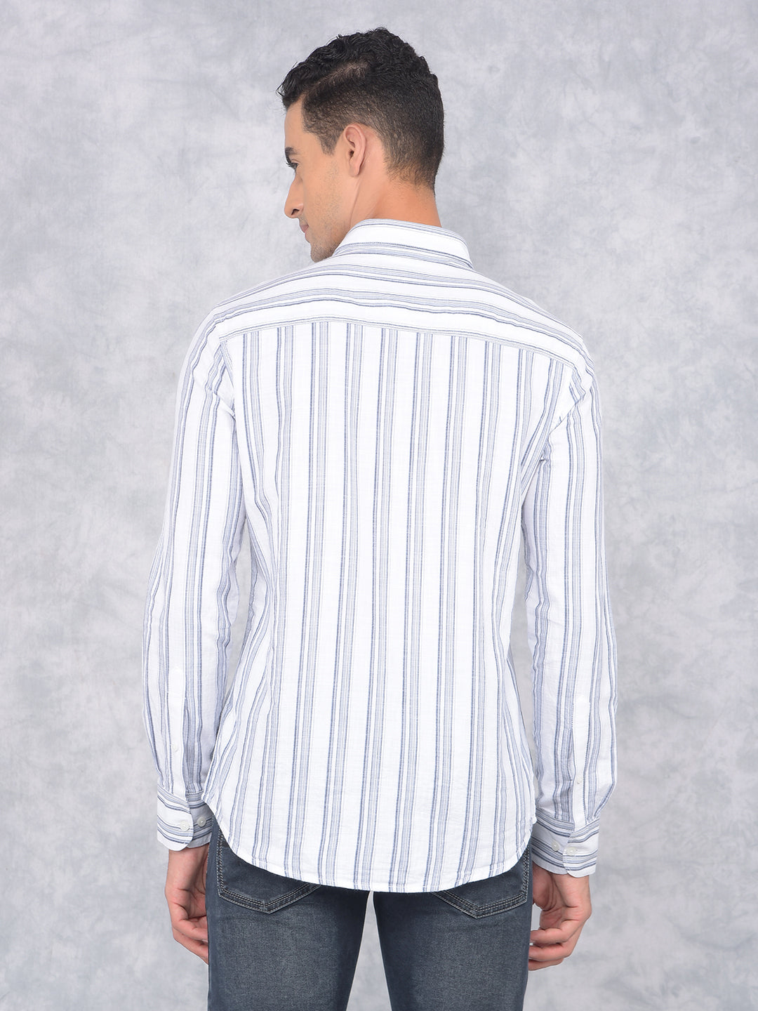 White Vertical Stripes 100% Cotton Shirt-Men Shirts-Crimsoune Club