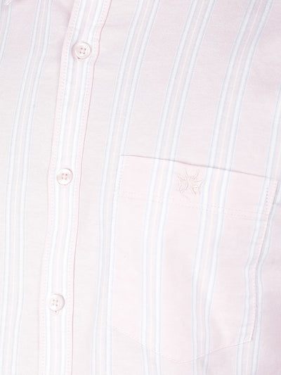 Pink Vertical Stripes 100% Cotton Shirt-Men Shirts-Crimsoune Club