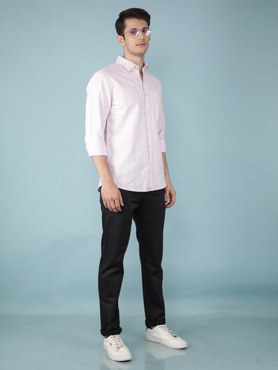 Pink Vertical Stripes 100% Cotton Shirt-Men Shirts-Crimsoune Club