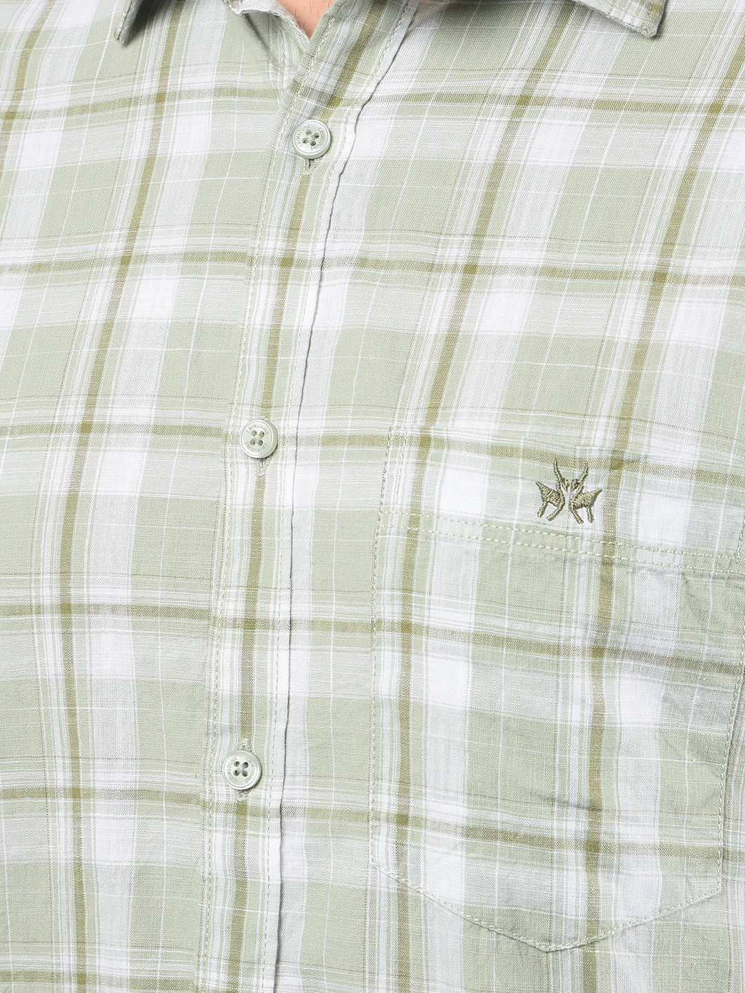 Green Checked 100% Cotton Shirt-Men Shirts-Crimsoune Club