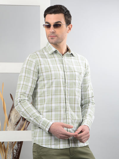 Green Checked 100% Cotton Shirt-Men Shirts-Crimsoune Club