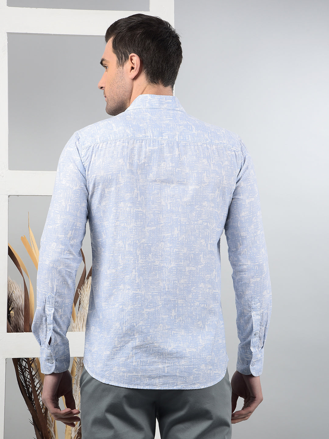 Blue Printed 100% Cotton Shirt-Men Shirts-Crimsoune Club