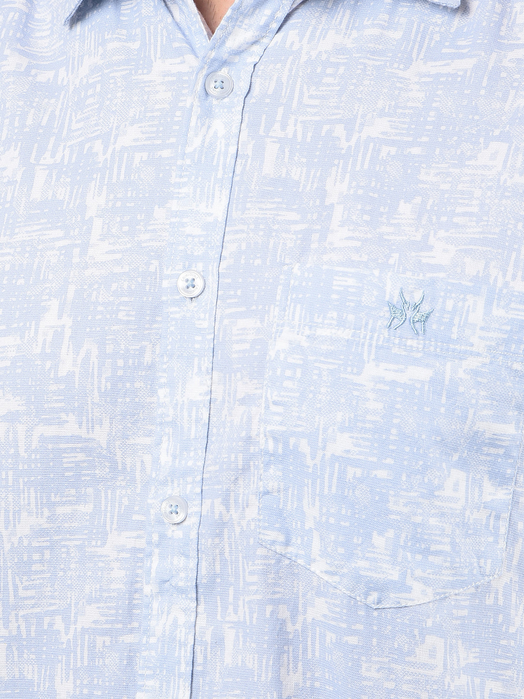 Blue Printed 100% Cotton Shirt-Men Shirts-Crimsoune Club