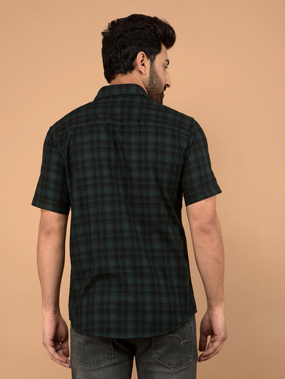 Green Checked 100% Cotton Shirt-Men Shirts-Crimsoune Club