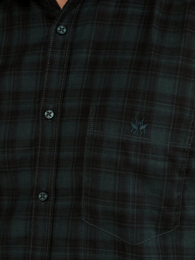 Green Checked 100% Cotton Shirt-Men Shirts-Crimsoune Club