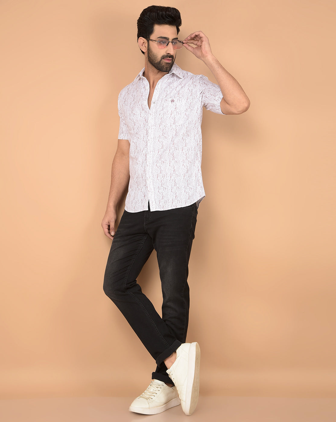 Pink Printed 100% Cotton Shirt-Men Shirts-Crimsoune Club