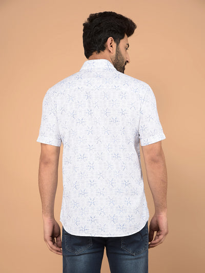 Blue Printed 100% Cotton Shirt-Men Shirts-Crimsoune Club