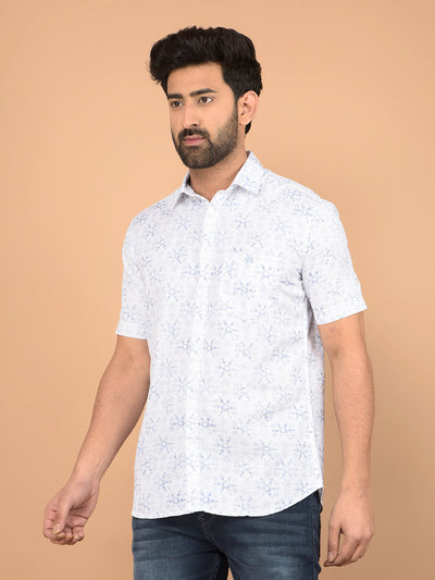 Blue Printed 100% Cotton Shirt-Men Shirts-Crimsoune Club