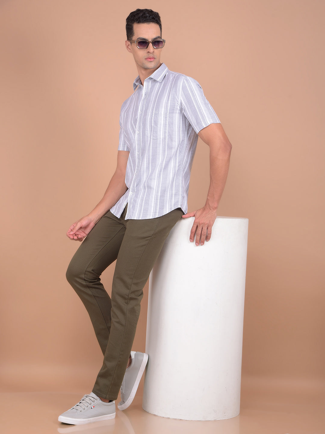 Olive Printed Trousers-Men Trousers-Crimsoune Club