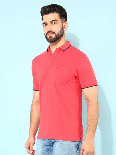 Peach Polo T-Shirt-Men T-Shirts-Crimsoune Club