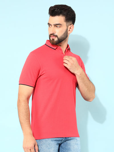 Peach Polo T-Shirt-Men T-Shirts-Crimsoune Club