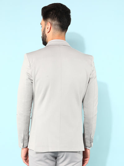 Grey Single Breasted Blazer-Men Blazers-Crimsoune Club