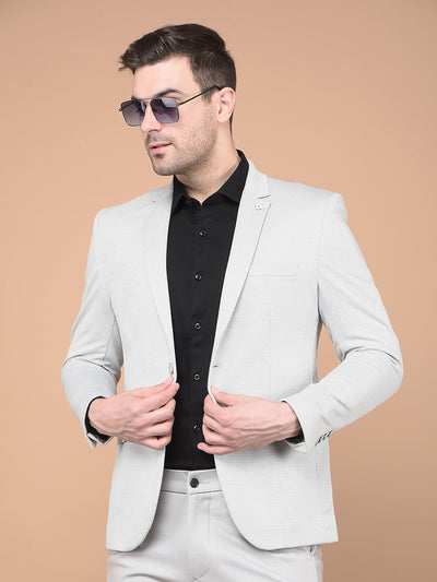 Grey Single Breasted Blazer-Men Blazers-Crimsoune Club