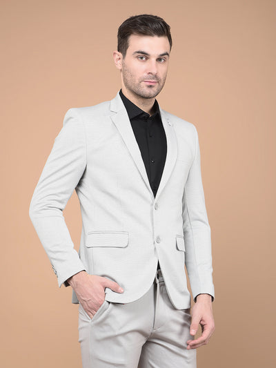 Grey Single Breasted Blazer-Men Blazers-Crimsoune Club