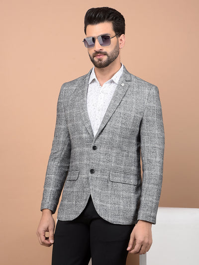 Grey Checked Single Breasted Blazer