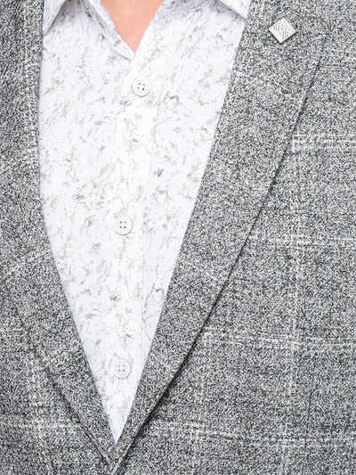 Grey Checked Single Breasted Blazer-Men Blazers-Crimsoune Club