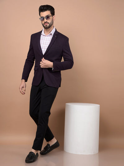 Wine Checked Single Breasted Blazer-Men Blazers-Crimsoune Club