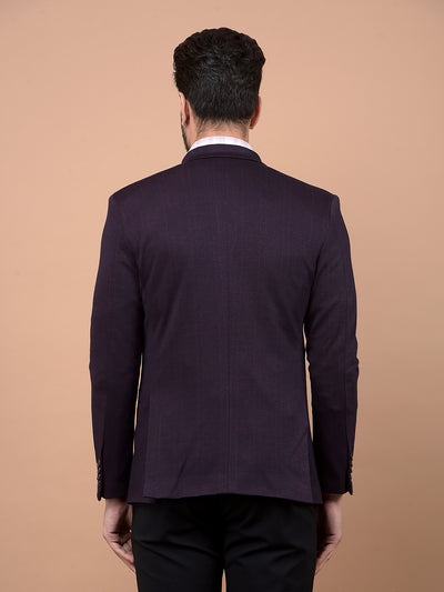 Wine Checked Single Breasted Blazer-Men Blazers-Crimsoune Club