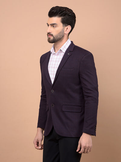 Wine Checked Single Breasted Blazer-Men Blazers-Crimsoune Club