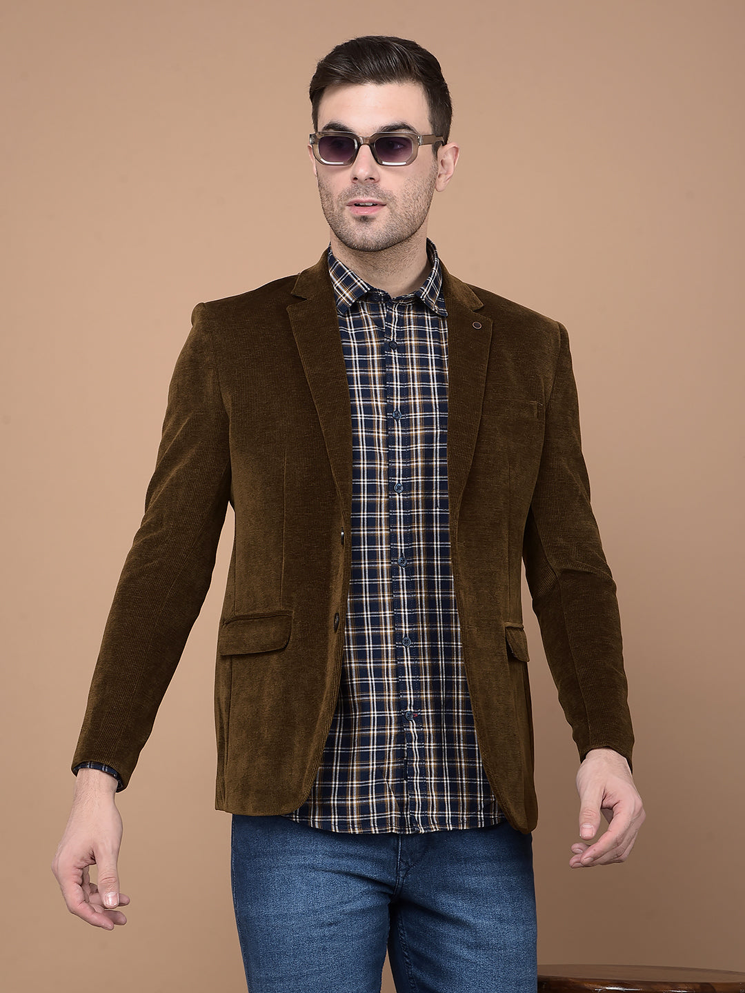 Brown Corduroy Blazer-Men Blazers-Crimsoune Club