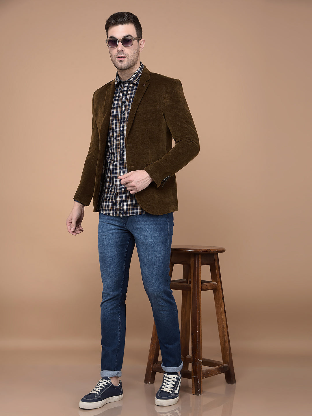 Brown Corduroy Blazer-Men Blazers-Crimsoune Club