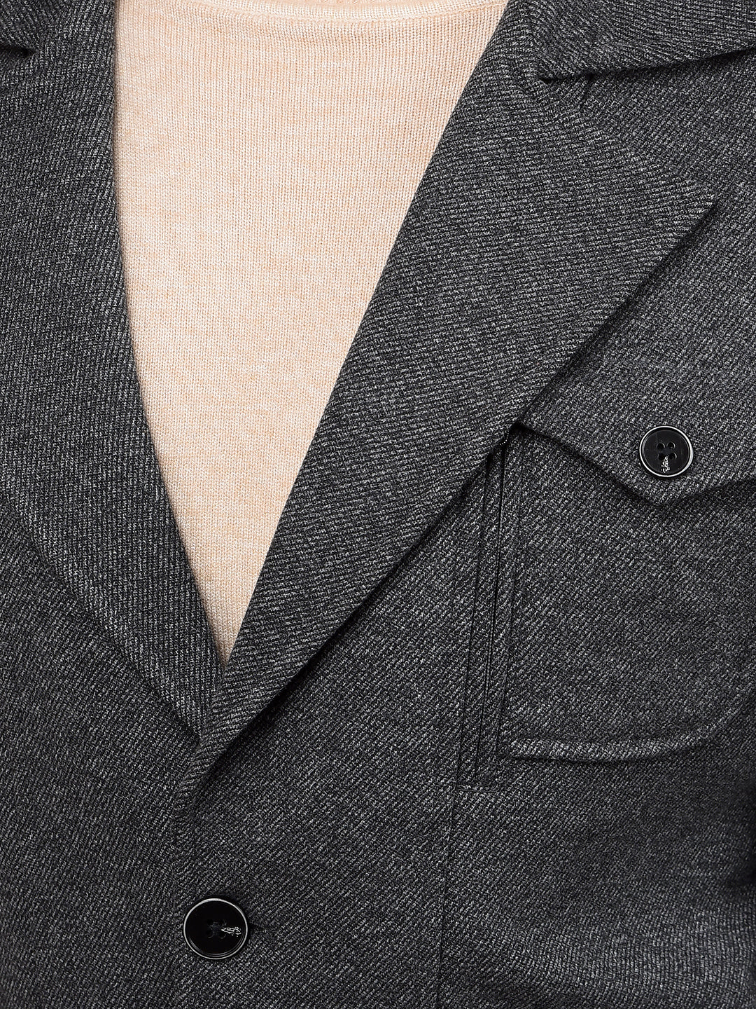 Grey Single Breasted Blazer-Men Blazers-Crimsoune Club