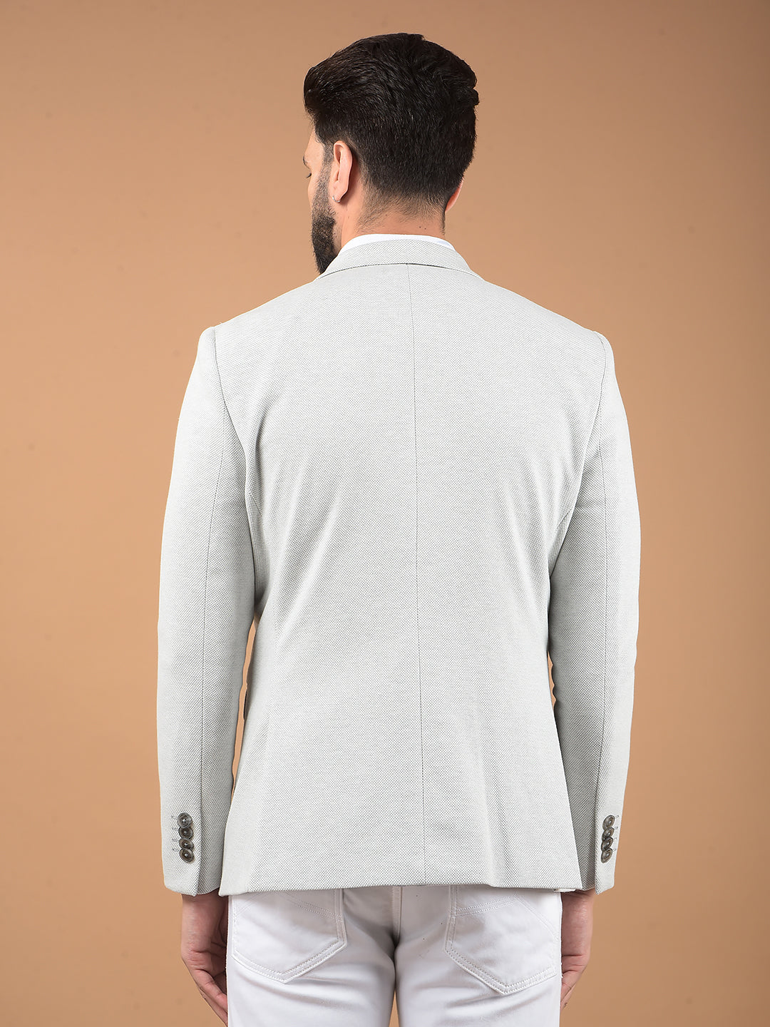 Grey Notched Lapel Single Breasted Blazer-Men Blazers-Crimsoune Club