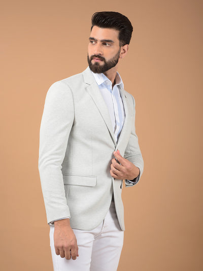 Grey Notched Lapel Single Breasted Blazer-Men Blazers-Crimsoune Club