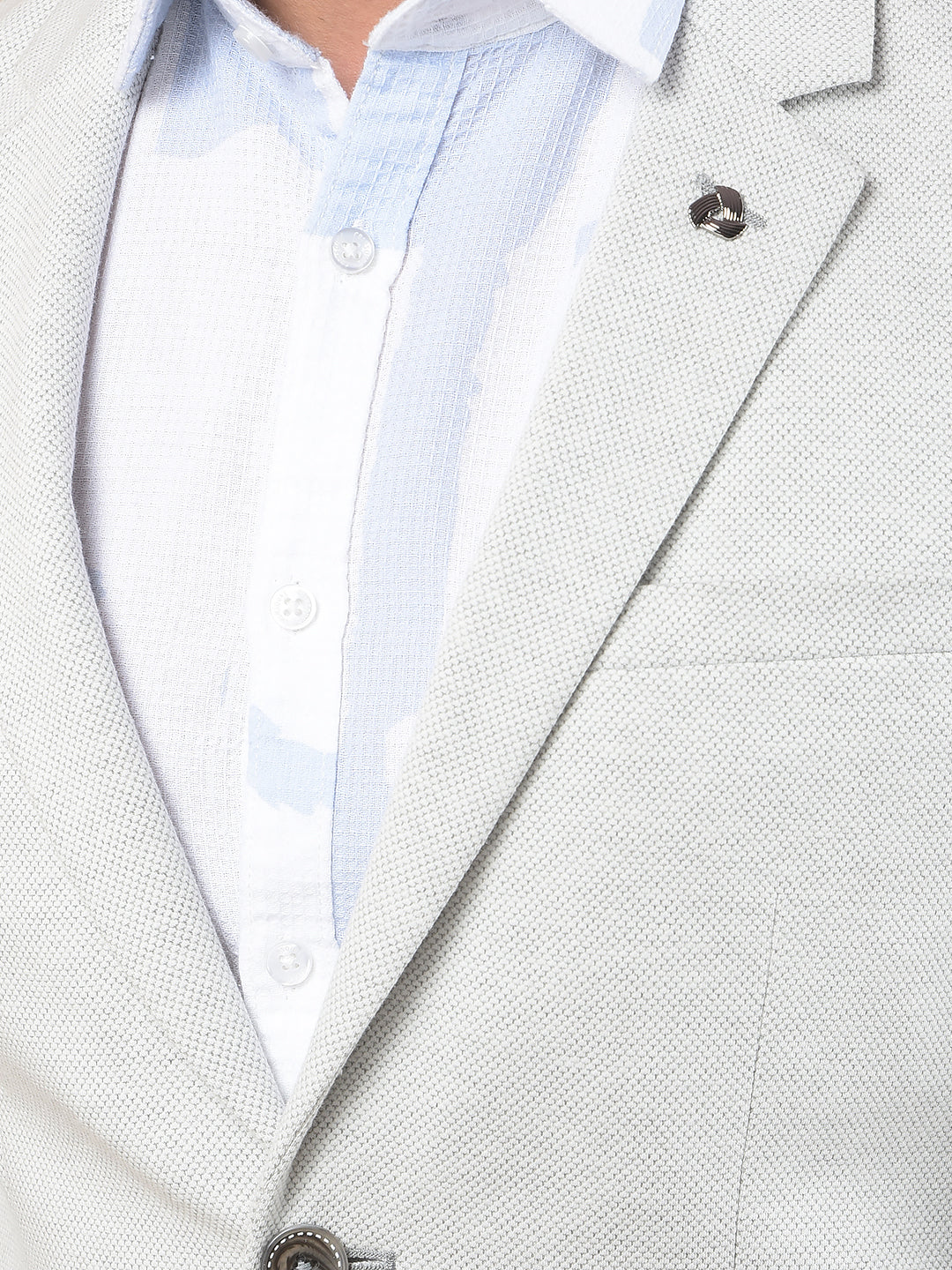 Grey Notched Lapel Single Breasted Blazer