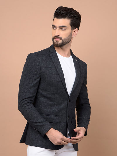 Grey Checked Single Breasted Blazer