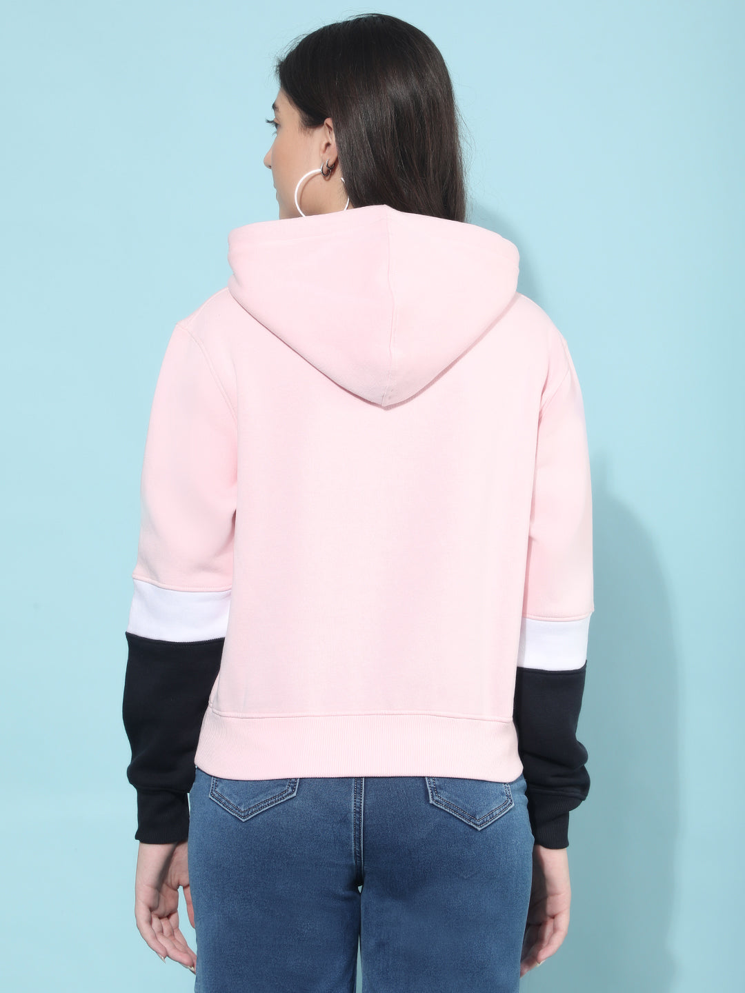 Pink Typographic Print Hooded Sweatshirt-Women Sweatshirts-Crimsoune Club