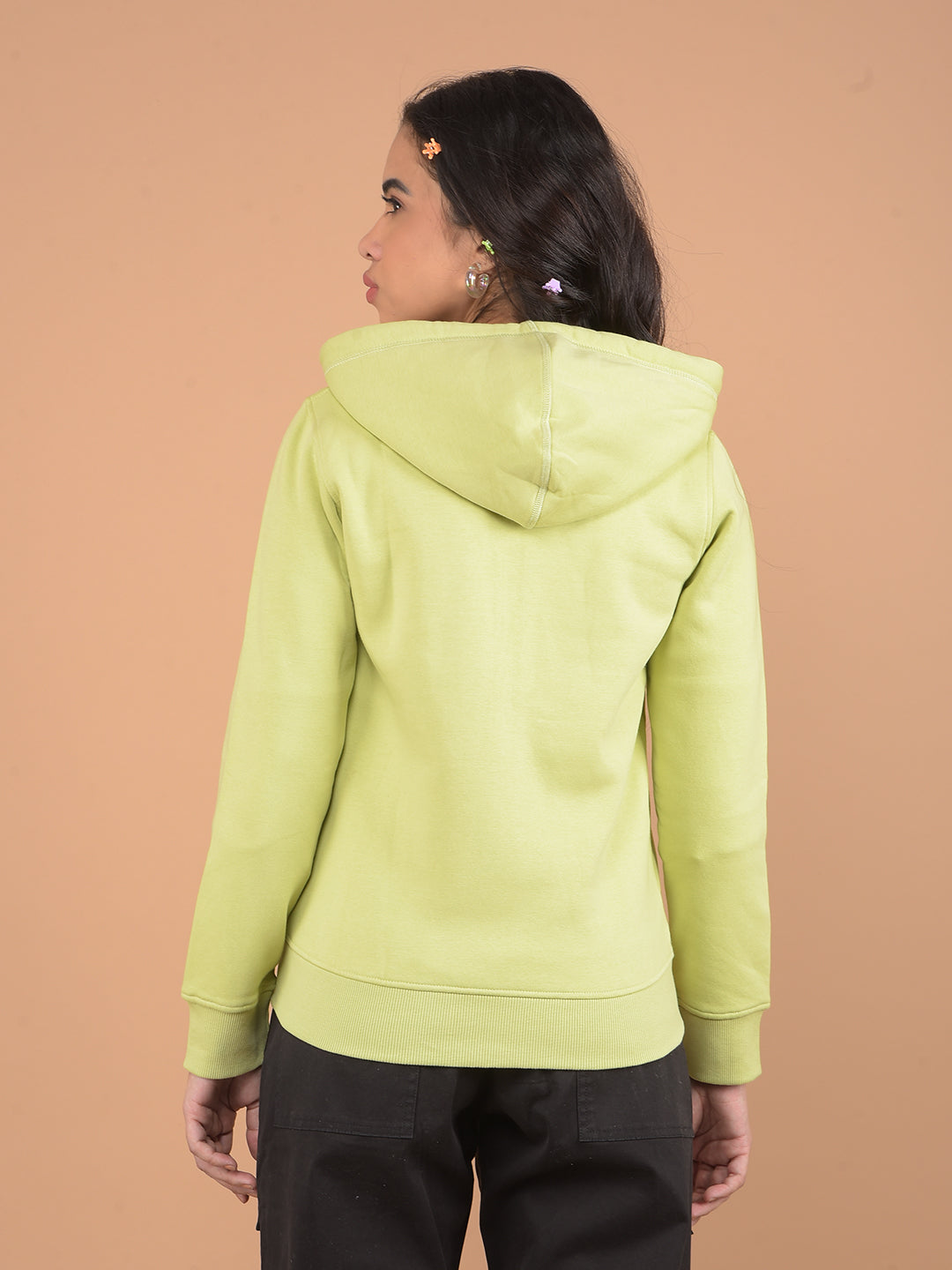 Olive Hooded Sweatshirt-Women Sweatshirts-Crimsoune Club