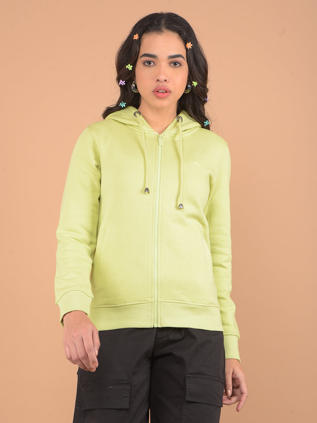 Olive Hooded Sweatshirt-Women Sweatshirts-Crimsoune Club