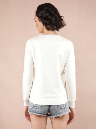 White Typographic Print Sweatshirt-Women Sweatshirts-Crimsoune Club