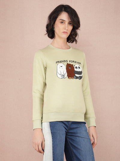 Green Graphic Print Sweatshirt-Women Sweatshirts-Crimsoune Club