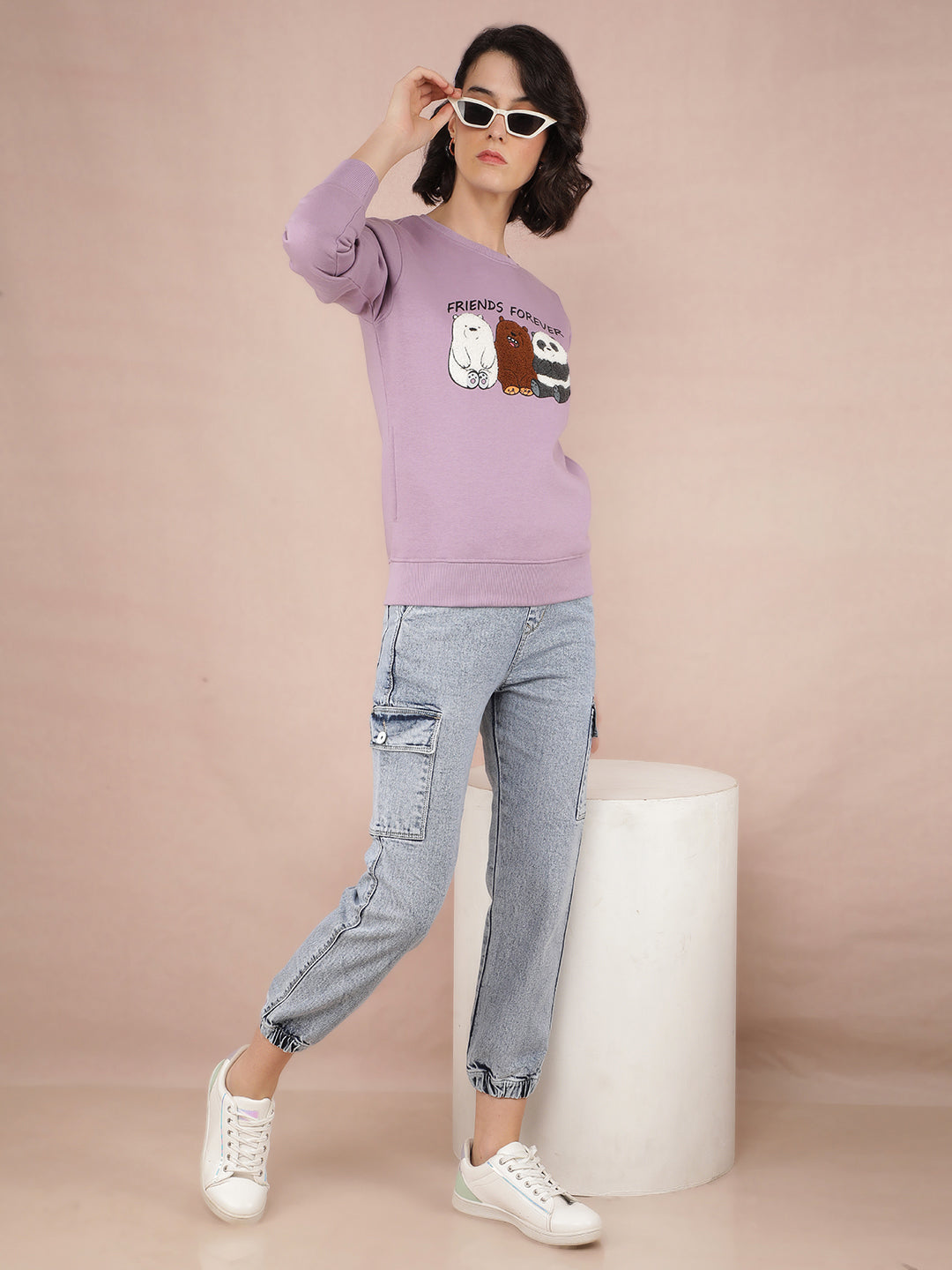 Purple Graphic Print Sweatshirt-Women Sweatshirts-Crimsoune Club