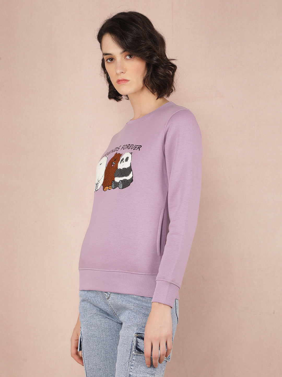 Purple Graphic Print Sweatshirt-Women Sweatshirts-Crimsoune Club