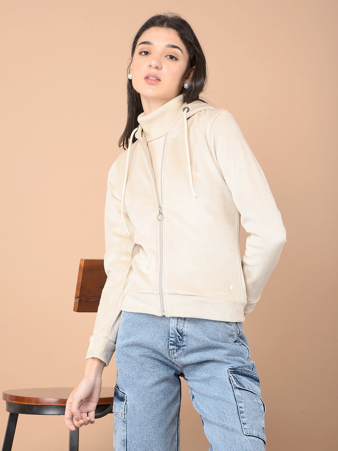 Beige Hooded Neck Sweatshirt