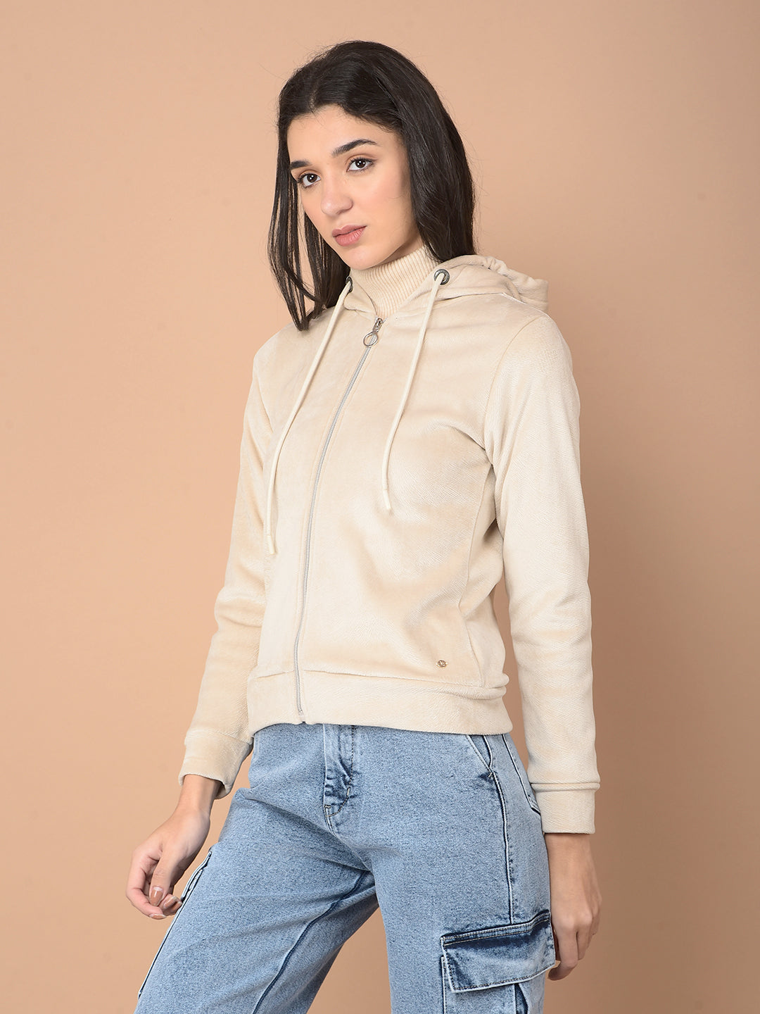 Beige Hooded Neck Sweatshirt