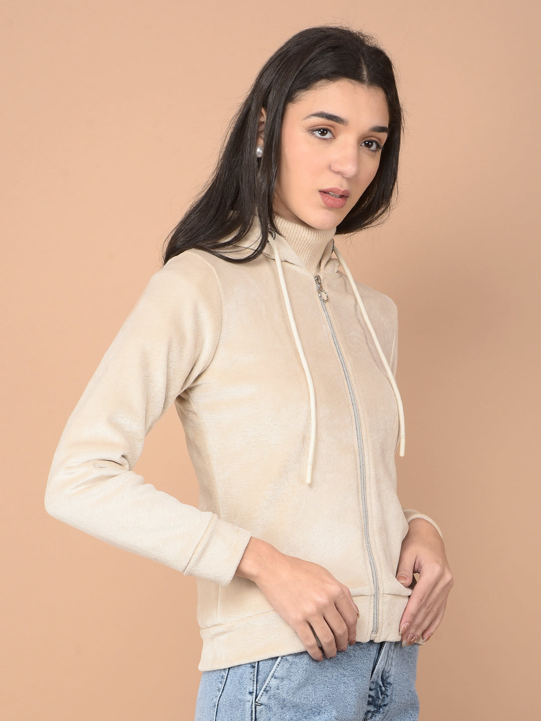 Beige Hooded Neck Sweatshirt