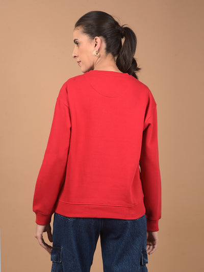 Red Embellished Sweatshirt