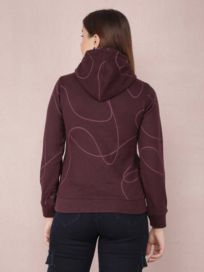 Wine Typographic Print Hooded Neck Sweatshirt-Women Sweatshirts-Crimsoune Club